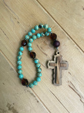 Load image into Gallery viewer, Natural Stone and Olive Wood Cross Prayer Beads