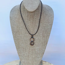 Load image into Gallery viewer, Copper Swirl Necklace/Double Circle Necklace/Christian Gift/ Religious Gift/ Leather Cord Necklace/Journey Necklace