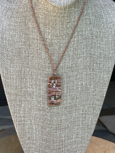 Copper Pendant Necklace/Decorative Copper Necklace/Beaded Necklace/Crystal Necklace/Wire Wrap Necklace/Unique Necklace/Rectangle Necklace