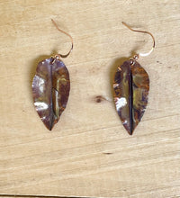 Load image into Gallery viewer, Small Flame Painted Copper Leaf Earrings