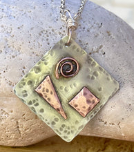 Load image into Gallery viewer, Silver And Copper Necklace/Swirl Necklace/Geometric Shaped Necklace/Necklace/Unique Necklace/Geo shaped Necklace