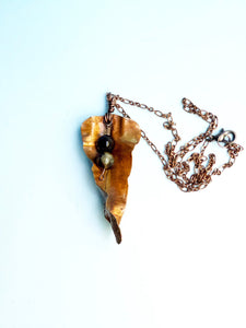Slim Copper Leaf with Dangling Beads