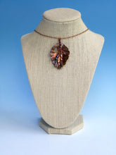 Load image into Gallery viewer, Copper Flame Painted Leaf Necklace
