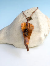 Load image into Gallery viewer, Slim Copper Leaf with Dangling Beads
