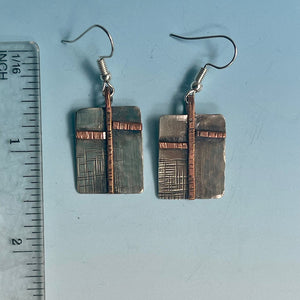 Small Silver and Copper Cross Earrings