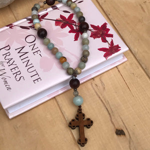 Amazonite Christian/Protestant Prayer Beads with Italian Wood Cross