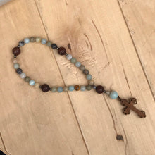 Load image into Gallery viewer, Amazonite Christian/Protestant Prayer Beads with Italian Wood Cross