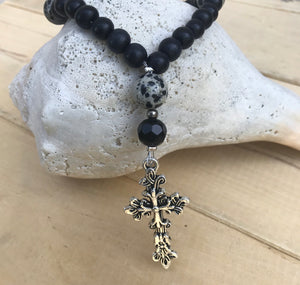 Natural Stone and Wood Christian Prayer Beads