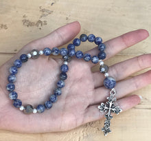 Load image into Gallery viewer, Blue &amp; White Natural Stone Sodalite Christian Prayer Beads