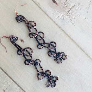 Antiqued Copper Swirl Wire Earrings