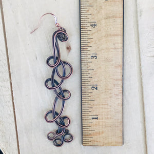 Antiqued Copper Swirl Wire Earrings