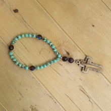 Load image into Gallery viewer, Christian Prayer Beads with Olive Wood Cross and Natural Stones