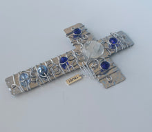 Load image into Gallery viewer, Handmade Blue &amp; White Beaded Cross