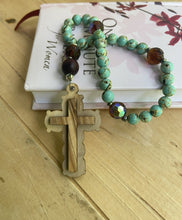 Load image into Gallery viewer, Christian Prayer Beads with Olive Wood Cross and Natural Stones
