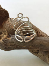 Load image into Gallery viewer, Silver Beaded Adjustable Ring  made with Silver Wire with Pearl Accent