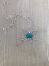 Load image into Gallery viewer, Turquoise Necklace/Silver Flower Necklace/Beaded Necklace/Necklace/Silver Necklace/Wire &amp; Bead Necklace/Swirled Wire Necklace