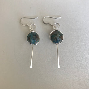Natural Stone Beaded Earrings with Silver Wire