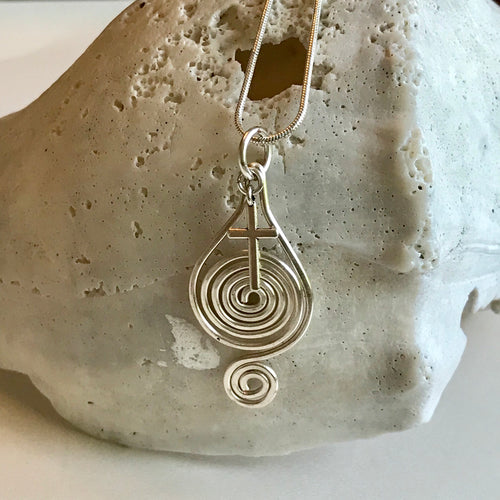 Silver Swirl and Cross  Necklace
