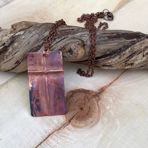 Folded Copper Cross Necklace