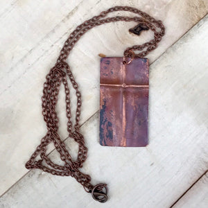 Folded Copper Cross Necklace