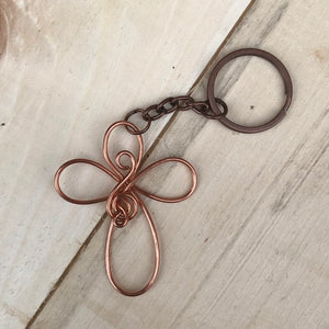 Copper Cross Keychain