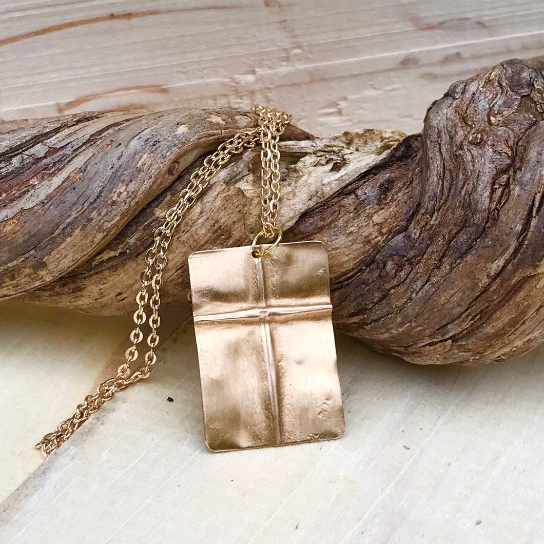 Gold Cross Necklace/Christian Gift/Brass Cross/Religious Gift/Brass Metal Cross Necklace