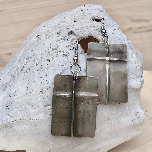 Unique Folded Silver Cross Earrings