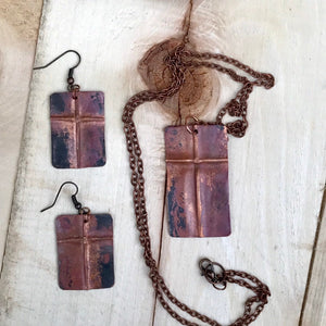 Unique Copper Cross Earrings