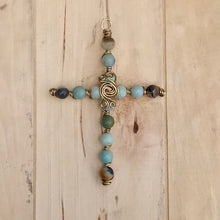Load image into Gallery viewer, Decorative Cross/Sympathy Gift/Beaded Cross /Get Well Gift/Christian Gift/Gold Cross/Cross On Stand/Religious Gift/Thank You Gift