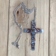 Load image into Gallery viewer, Silver Cross Necklace/ Christian Gift/ Unique Cross Necklace/ Beaded Cross Necklace/ Religious Gift/ Large Cross Necklace/Easter Gift
