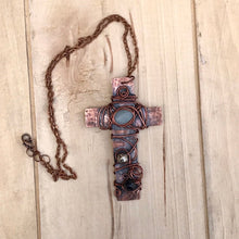 Load image into Gallery viewer, Cross Necklace/Christian Gift/Easter Gift/ Copper Cross Necklace/ Beaded Cross Necklace/ Religious Gift/ Large Cross Necklace