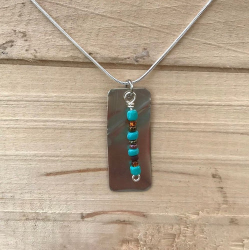 Silver Necklace/Unique Necklace/Turquoise Bead Necklace/ Religious Gift/Religious Graduation Gift/Christian Gift