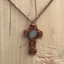 Load image into Gallery viewer, Decorative Cross Necklace/Christian Gift/Copper Cross Necklace/Beaded Cross Necklace/Religious Gift/Small Cross Necklace