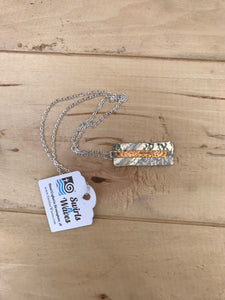 Gold Brass Bar Aluminum Cross Necklace