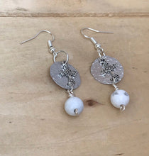 Load image into Gallery viewer, Lightweight Silver Cross Earrings with Dangling White Howlite Bead