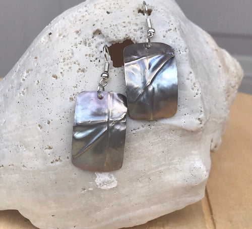 Curved Flame Painted Silver Cross Earrings