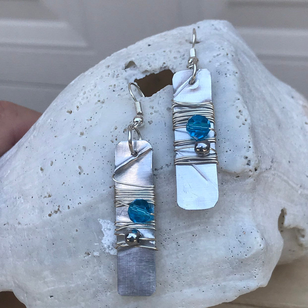 Lightweight Silver and Blue Bead Earrings