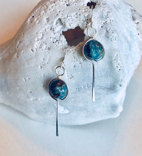 Natural Stone Beaded Earrings with Silver Wire