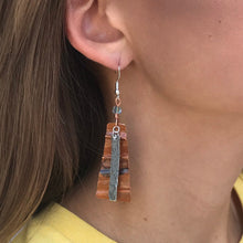 Load image into Gallery viewer, Flame Painted Folded Copper Earrings with an Aluminum Dangle