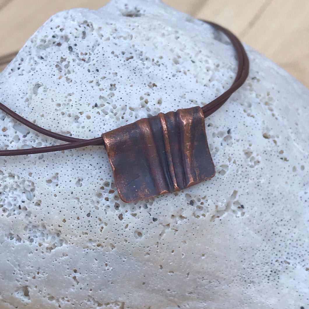 Copper Pendant Necklace/Folded Copper  Pendant/Unique  Necklace/ Copper Necklace/ Christian Gift/Small Pendant Necklace