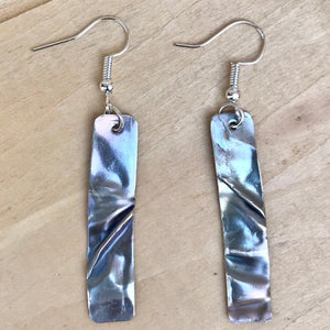 Folded and Flame Painted Silver Rectangle Earrings