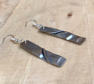 Folded and Flame Painted Silver Rectangle Earrings