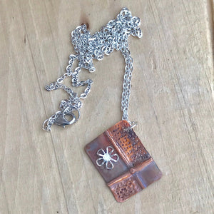 Copper Cross Necklace/Cross Necklace /Flame Painted Copper Necklace/Christian Gift/Square Copper Necklace/Unique Copper Necklace