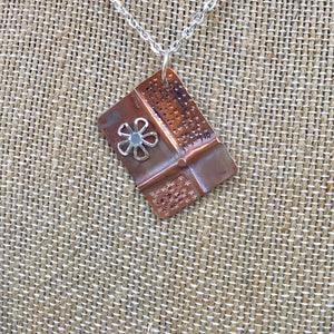 Silver Flower Textured Copper Cross Necklace
