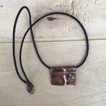 Load image into Gallery viewer, Folded Copper Cross Pendant Necklace with Leather Cord