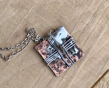 Load image into Gallery viewer, Unique Cross Necklace/Copper and Silver Cross Necklace/Cross Necklace/Christian Gift/Square Copper Necklace/Decorative Cross Necklace