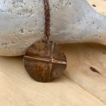 Load image into Gallery viewer, Cross Pendant  Copper Necklace/Youth Pastor Gift/Decorative Cross Copper Pendant/Unique Cross Necklace/Circle Cross Necklace/ Christian Gift