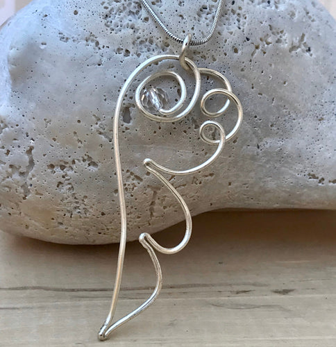 Silver Angel Wing Wire Necklace