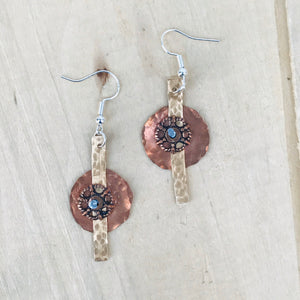 Copper & Brass Flower Earrings