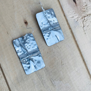 Folded and Textured Silver Cross Earrings